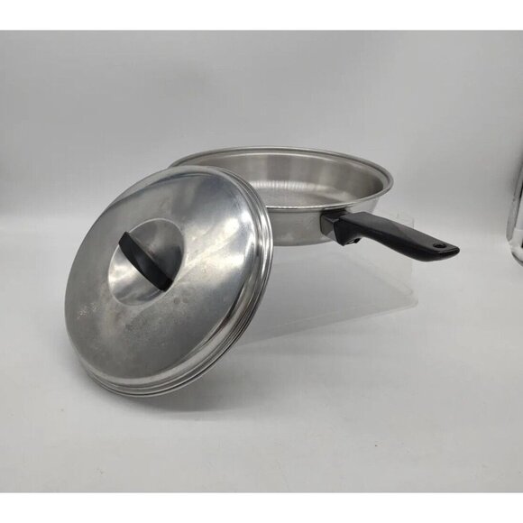 Vintage FLINT WARE-EKCO Stainless Steel 10" SKILLET Frying Pan with Lid USA - Picture 5 of 12